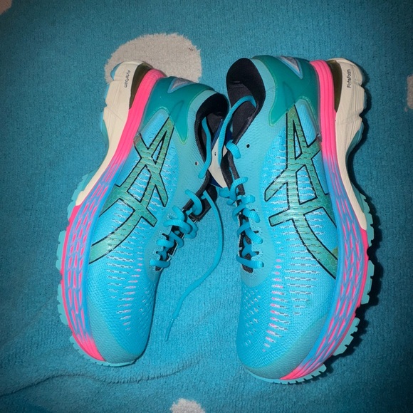 ASICS Gel- Kayano 25 aquarium/black  teal and pink women’s 8.5 shoes - Picture 3 of 9